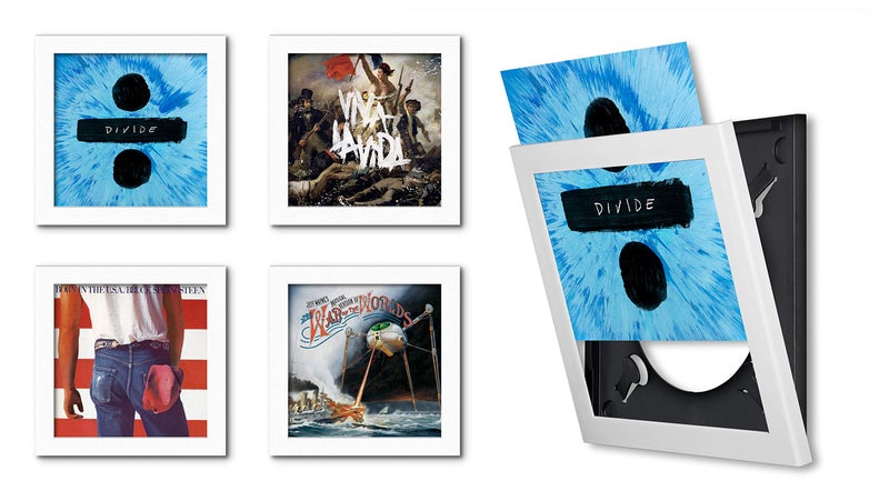 SHOW AND LISTEN Show & Listenâ€¯â€“â€¯12.5â€³â€¯Ã—â€¯12.5â€³ Album Cover Display Frames (4â€‘Pack) White | Flipâ€‘Open Wallâ€‘Mounted Vinyl Record Frame - Image 1